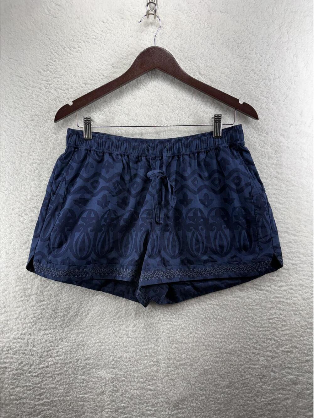 Vineyard Vines Shorts Womens Medium Deep Bay Blue Embroidered Pull On Drawstring